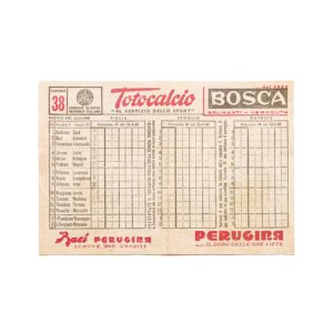 1960年トトカルチョ用紙