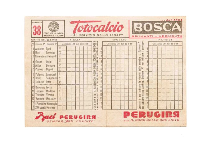 1960年のTotocalcio トトカルチョ